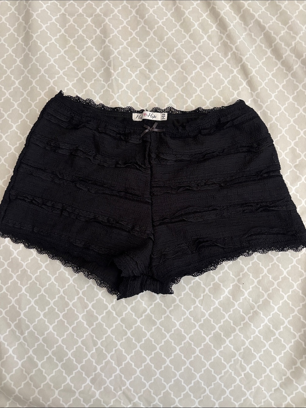 Hearts & Hips Black Ruffle Lace Bloomers Shorts XS Coquette Balletcore Lounge